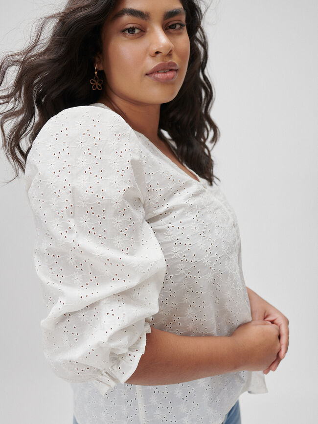 blusa manga abollonada Blanco Optico