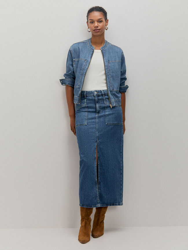 FALDA VAQUERA BOLSILLOS Mid blue
