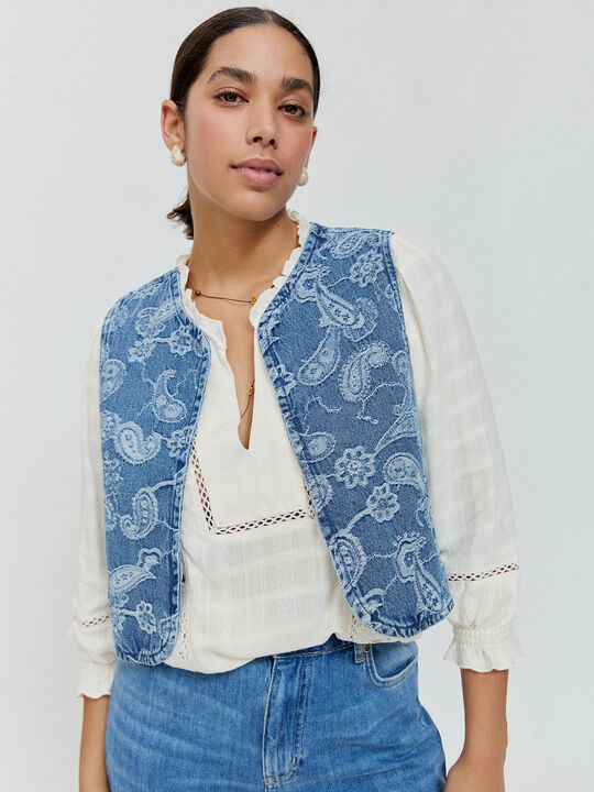 CHALECO JACQUARD FLOR Indigo image number null