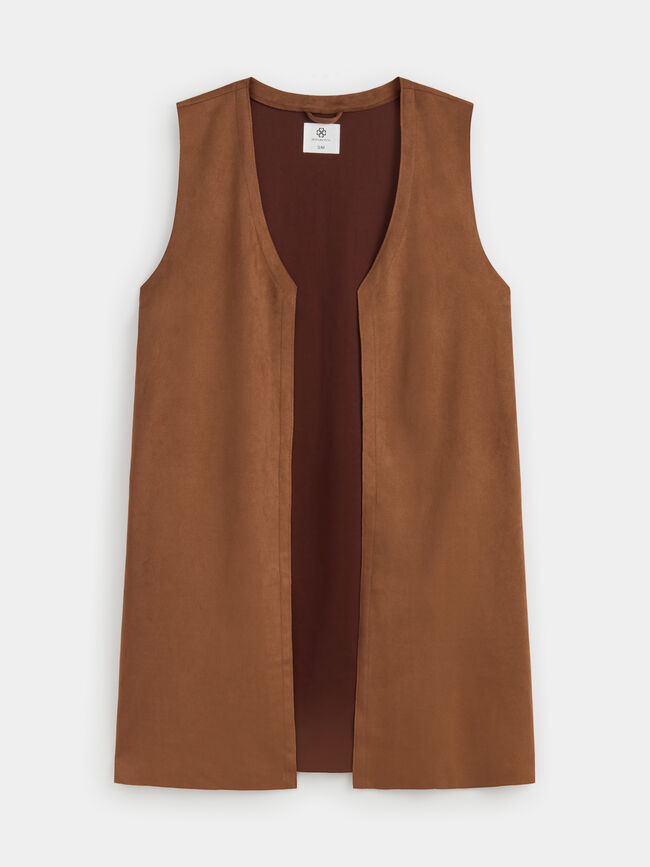 Chaleco boho antelina Marron Claro