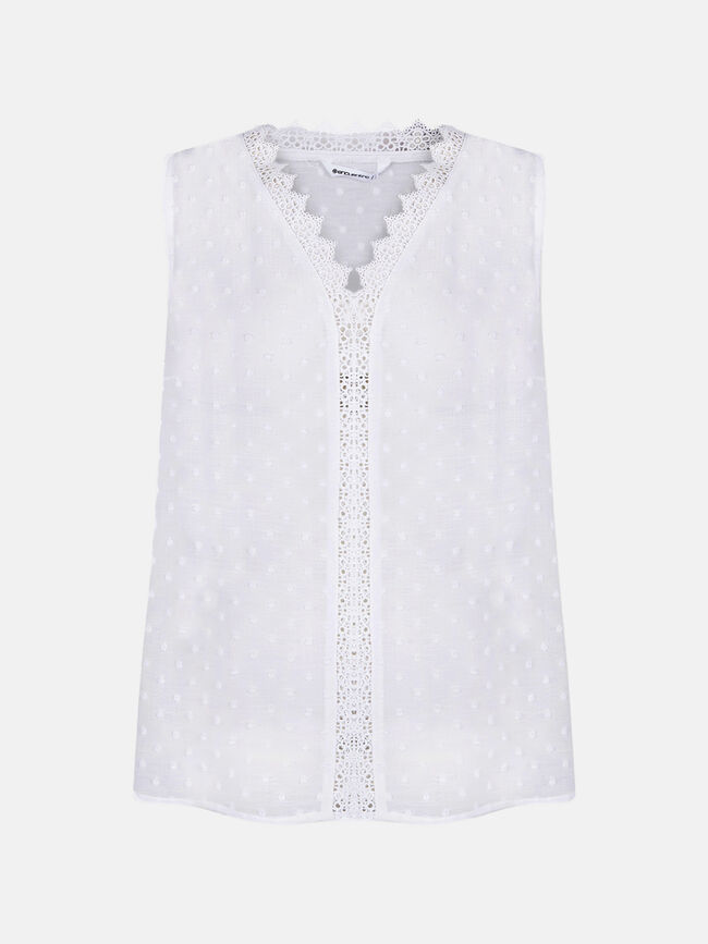 Blusa detalle puntilla Blanco Optico