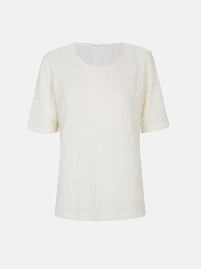 camiseta canalé Blanco Hueso