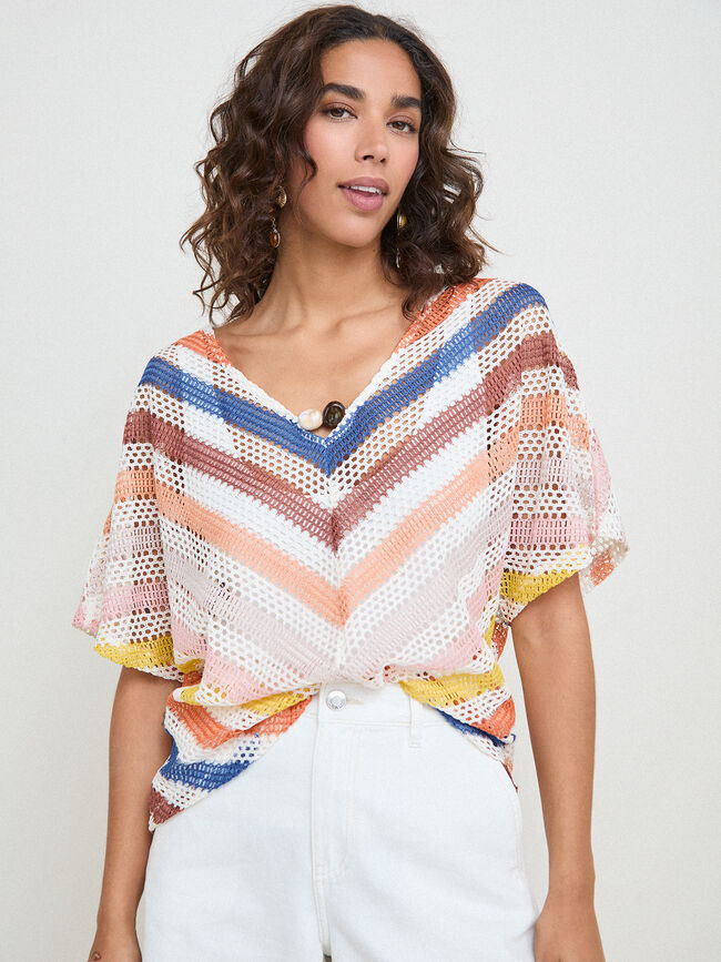 JERSEY CALADO FRANJAS Coral