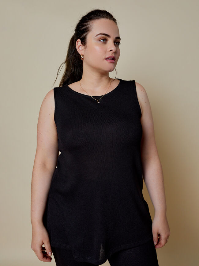 top cuello redondo Negro