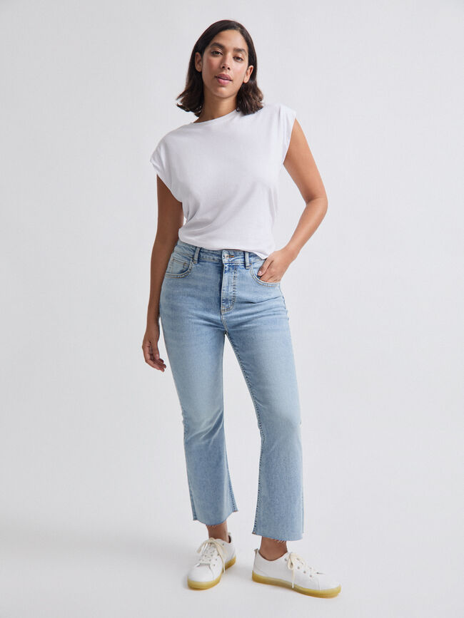 VAQUERO ACAMPANADO CROP Light blue