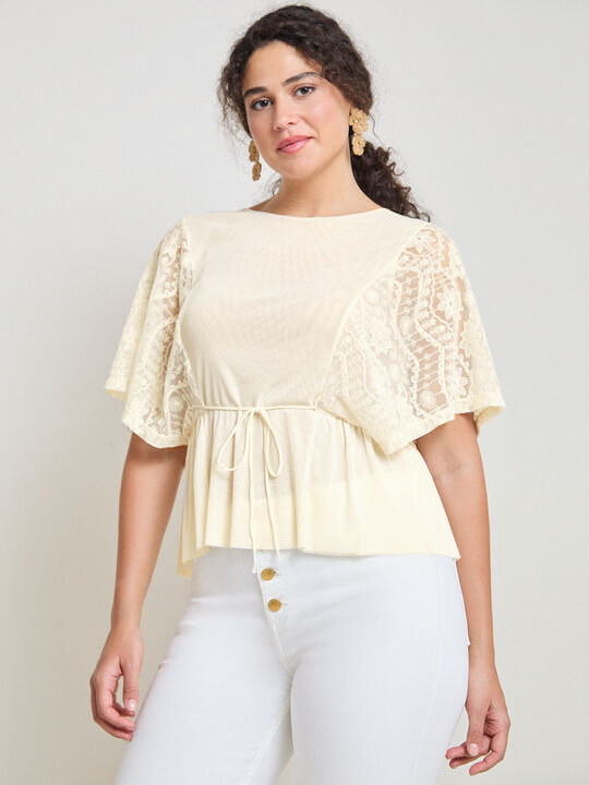 BLUSA BORDADO MANGAS Crudo image number null