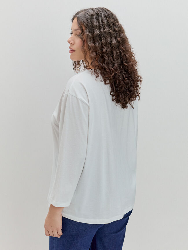 CAMISETA FLOR BORDADA Blanco Optico