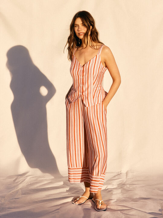 PANTALON RAYAS BAJO Fucsia image number null