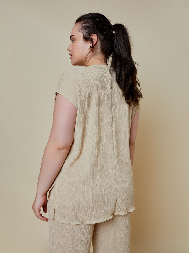 CAMISETA RIB MANGA CORTA Beige