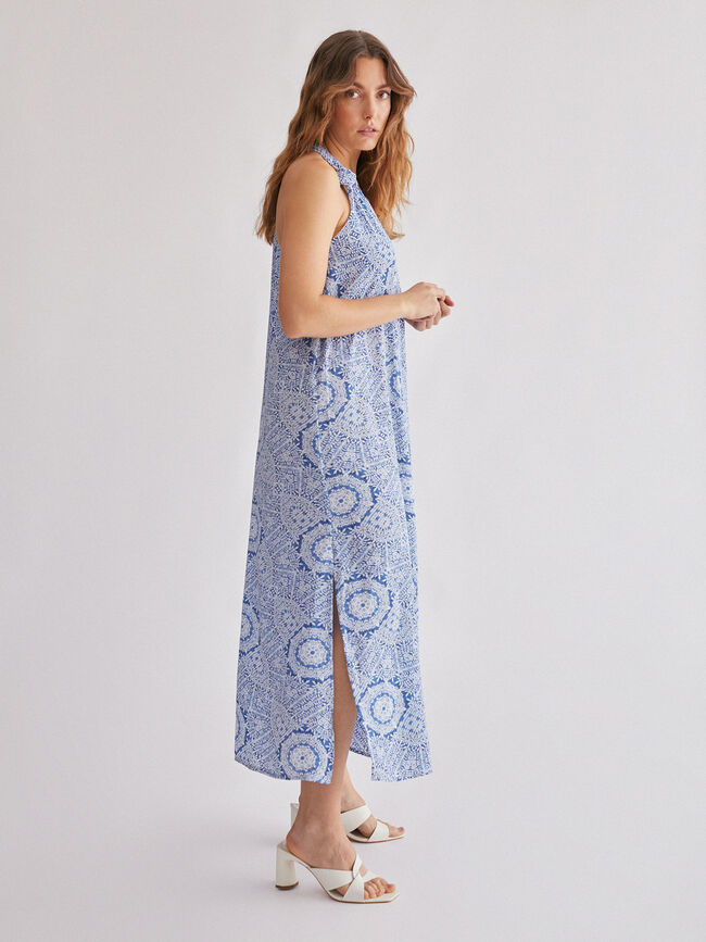 Vestido detalle nudos marino claro