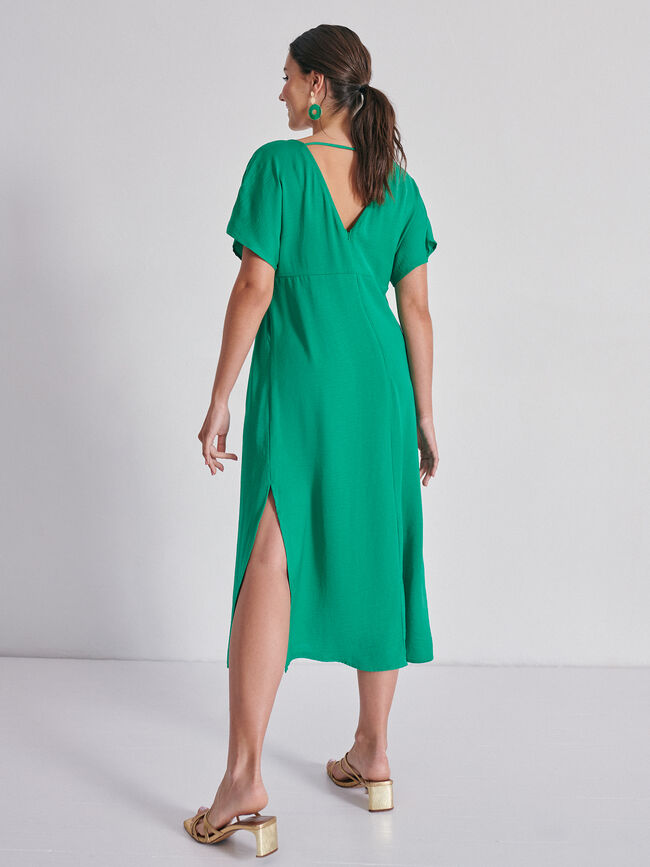 Vestido fluido satinado Verde Brillante