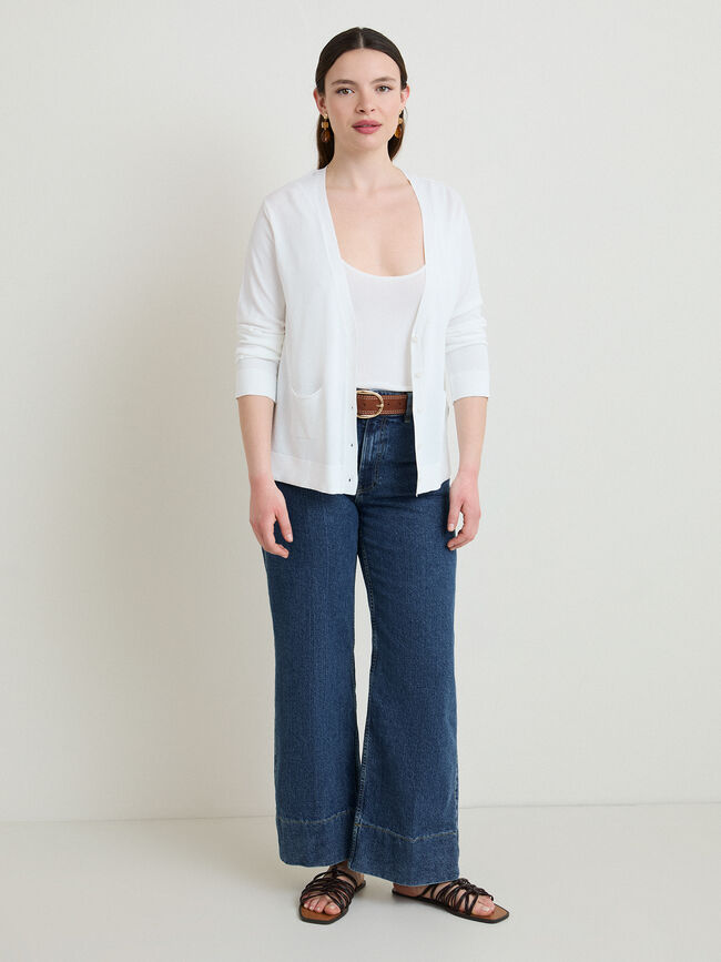 C&Aacute;RDIGAN CUELLO PICO Blanco Optico