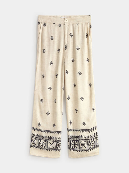PANTALON RECTO BORDADO Crudo image number null