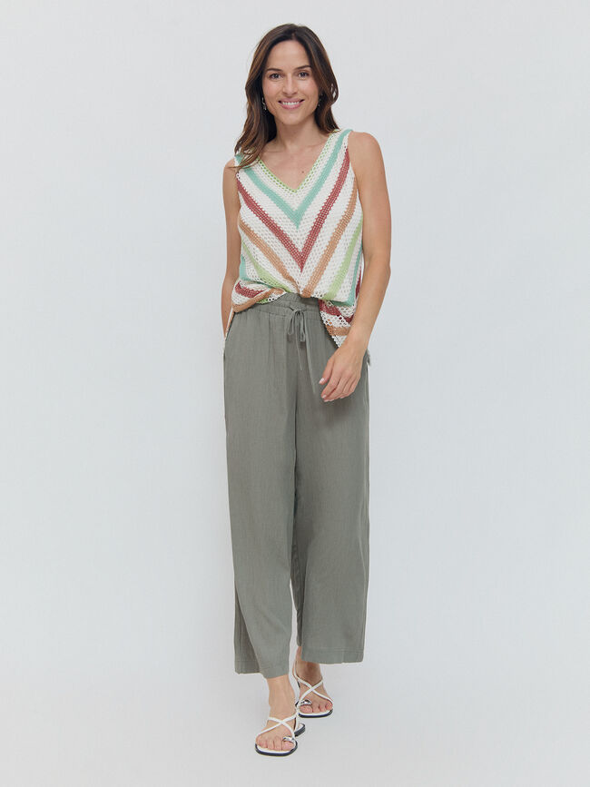PANTALON RUSTICO FLUIDO Verde Te