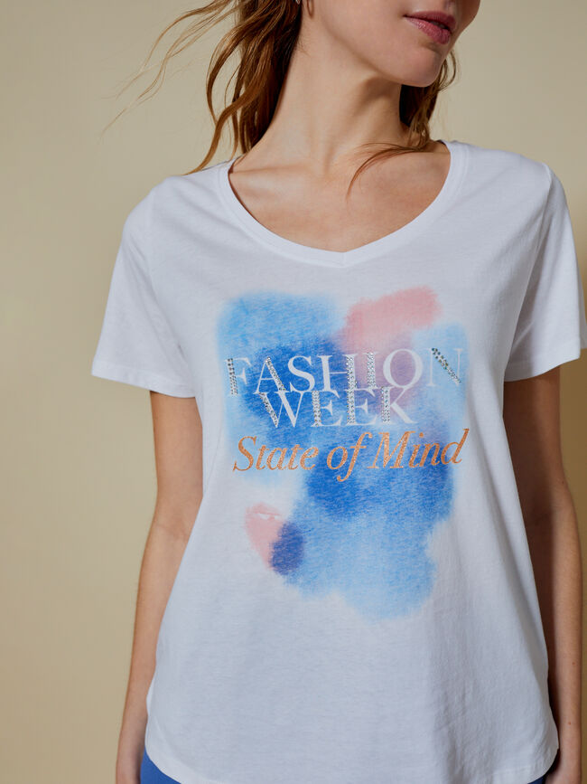 Camiseta detalle estampado mensaje Blanco Optico