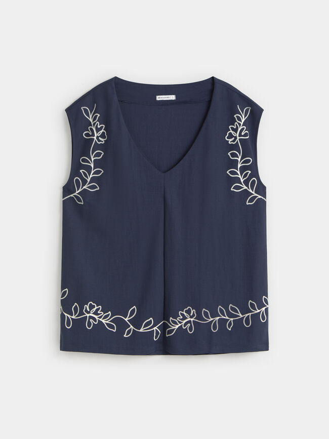 CAMISETA  FLORES Azul Marino