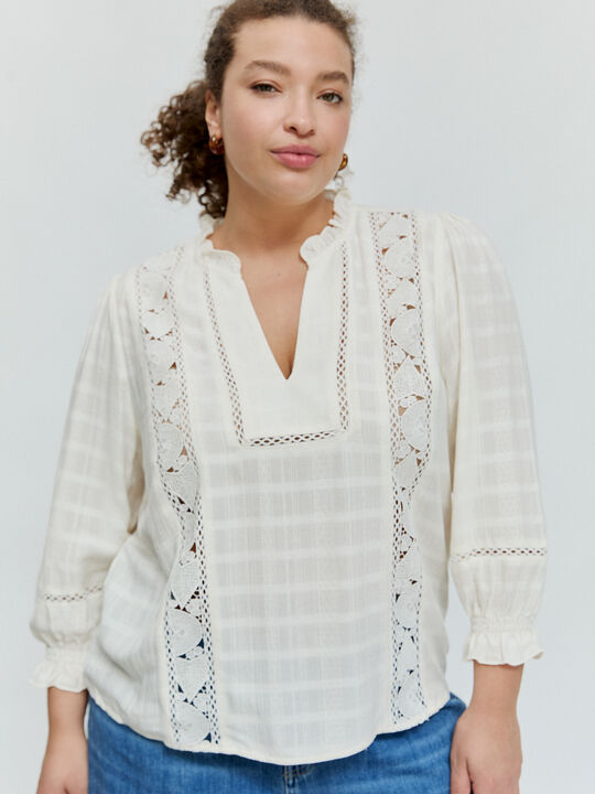 BLUSA DETALLE MANGAS Blanco Hueso image number null