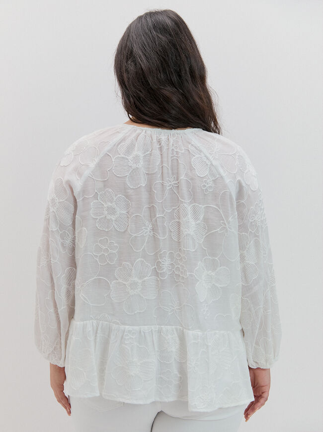 BLUSA BORDADA  FALD&Oacute;N Blanco Optico