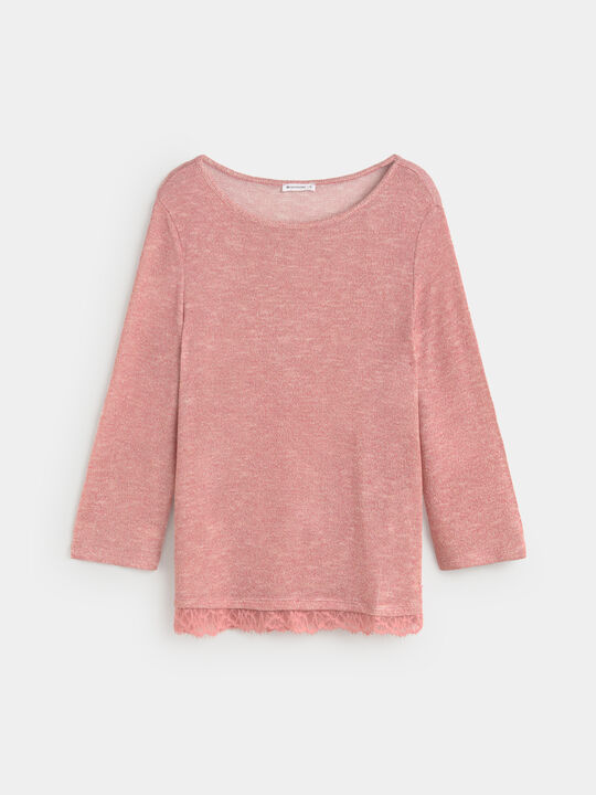 CAMISETA DETALLE ENCAJE Blush image number null