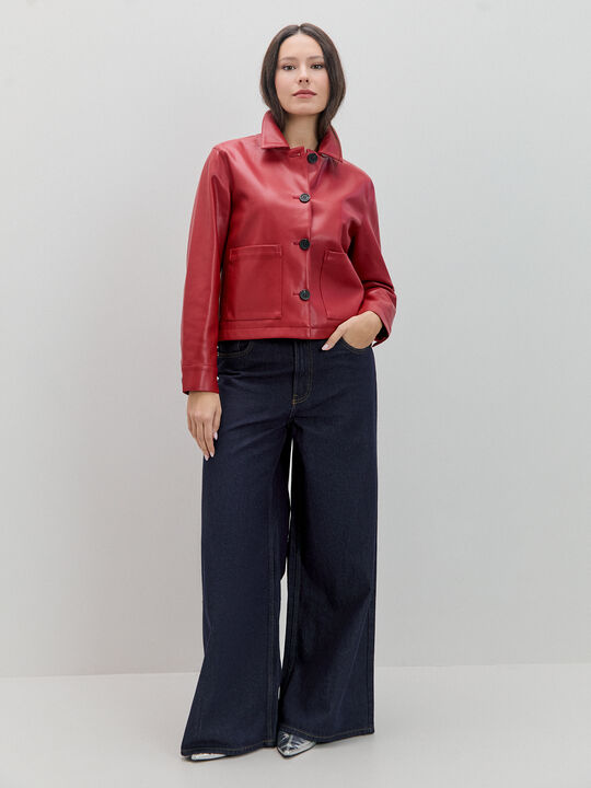 CHAQUETA POLIPIEL BOLSILLOS Rojo image number null