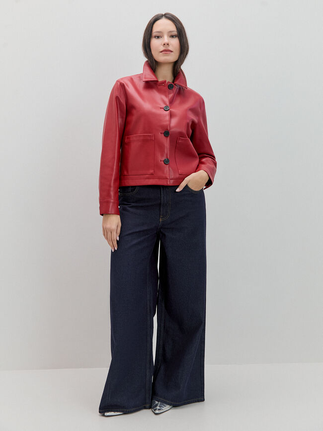 CHAQUETA POLIPIEL BOLSILLOS Rojo