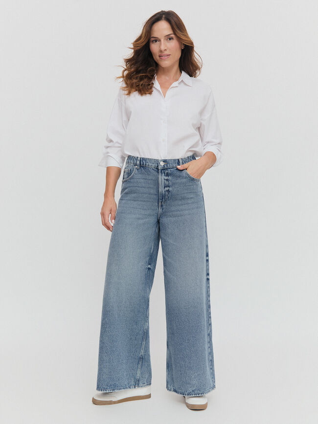 SUPER WIDE LEG GOMA Mid blue