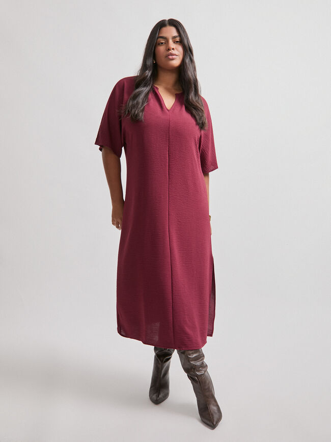 VESTIDO FLUIDO TEXTURA Granate