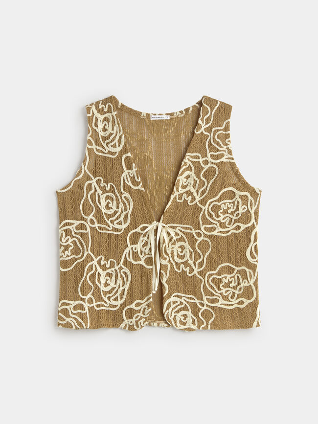 CHALECO FLORES. Marron