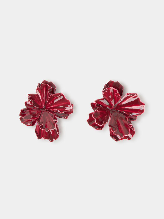 PENDIENTES GRANDES FLOR Burdeos