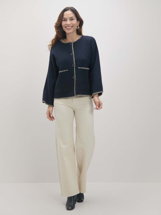 ABRIGO DETALLE PESPUNTE Azul Marino image number null