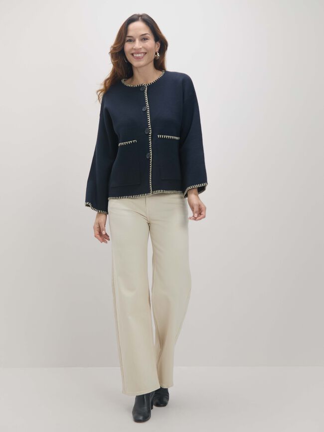 ABRIGO DETALLE PESPUNTE Azul Marino