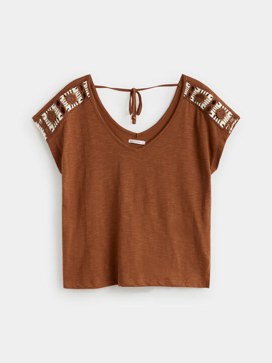 CAMISETA CROCHET HOMBROS Marron viejo image number null
