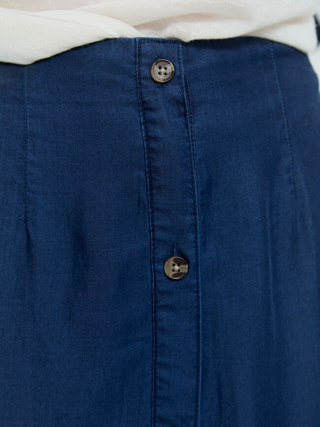 FALDA MIDI FLUIDA Azul Marino