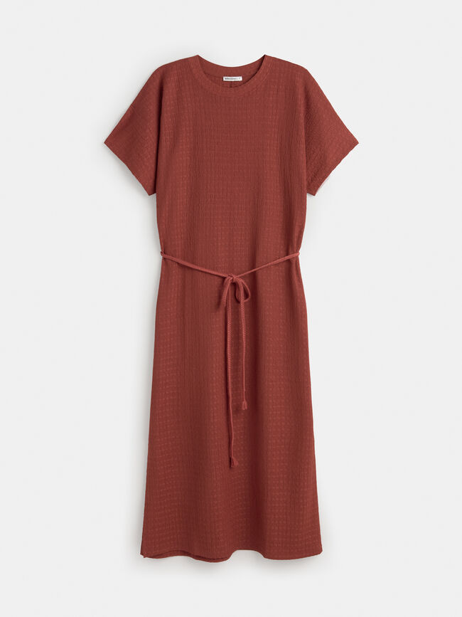VESTIDO CORDON Marron/Naranja