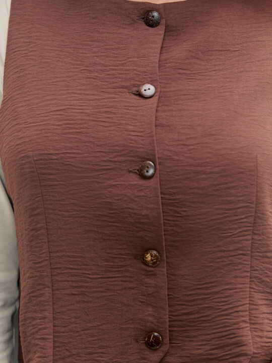 CHALECO BOTONES PEQUE&Ntilde;OS Marron Medio image number null