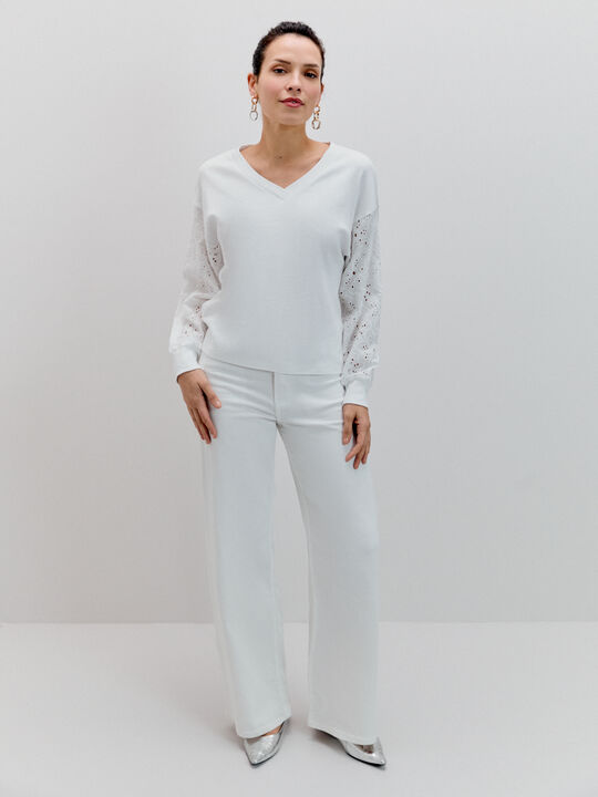 SUDADERA MANGA BORDADO Blanco Optico image number null