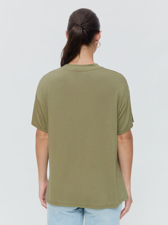 CAMISETA CUELLO PICO Kaki image number null