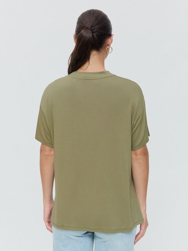 CAMISETA CUELLO PICO Kaki