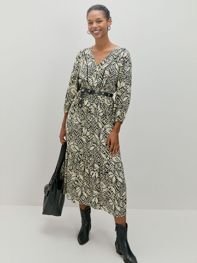 VESTIDO ESTAMPADO CANESU Negro