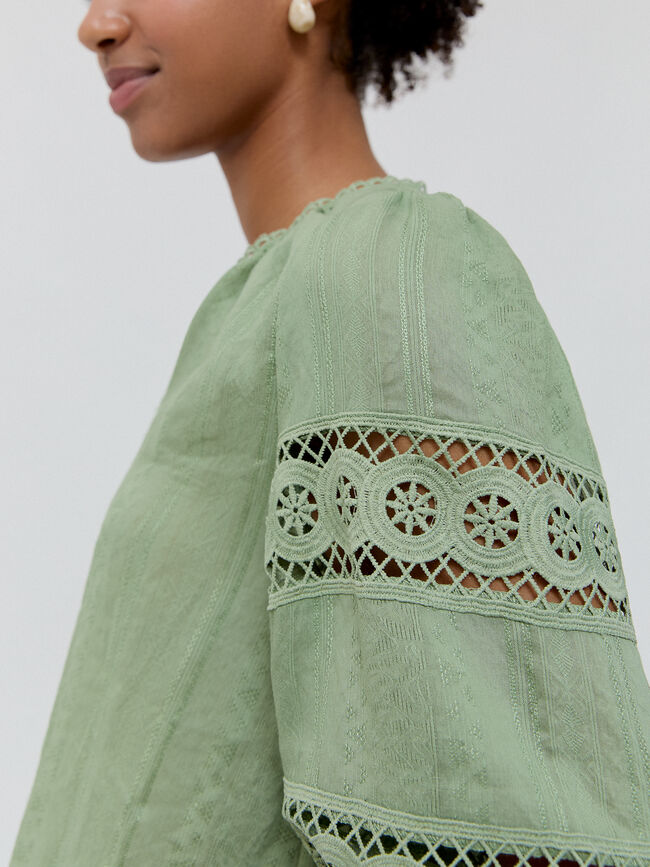 BLUSA PUNTILLAS 3/4 Verde Agua