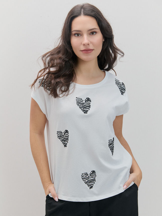 CAMISETA CORAZONES CUERDA Blanco Optico