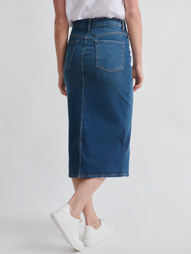 FALDA VAQUERA MIDI Dark blue