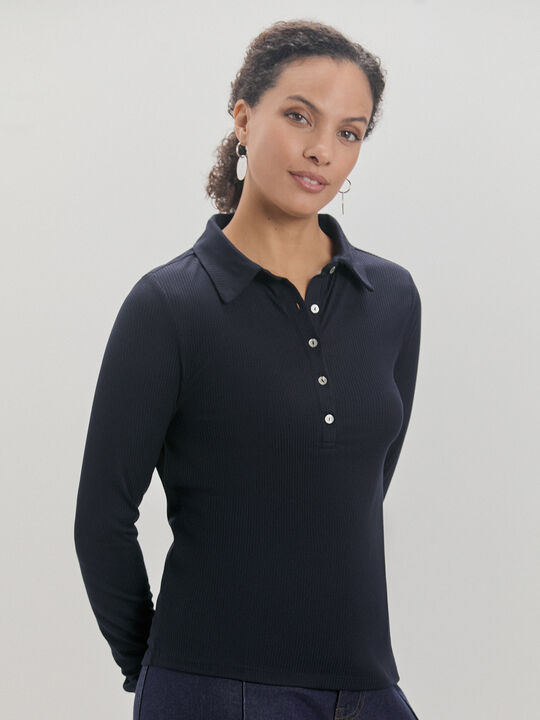 CAMISETA CUELLO POLO Azul Marino image number null