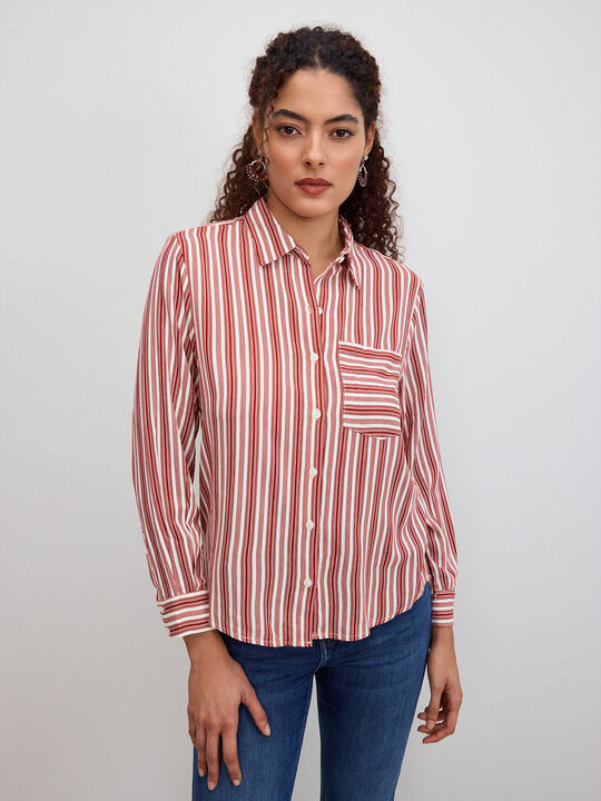 CAMISA VISCOSA ESTAMPADA Dark Cherry image number null
