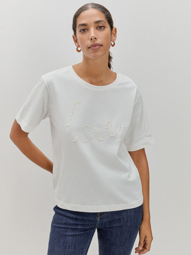 CAMISETA PERLAS LOVE Crudo
