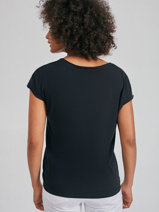 Camiseta algodón estampada Negro image number null