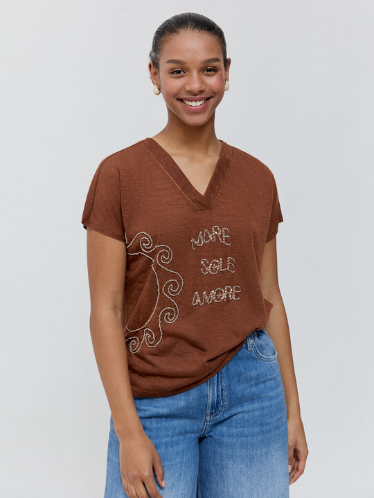 CAMISETA POSICIONAL SOL Marron chocolat image number null