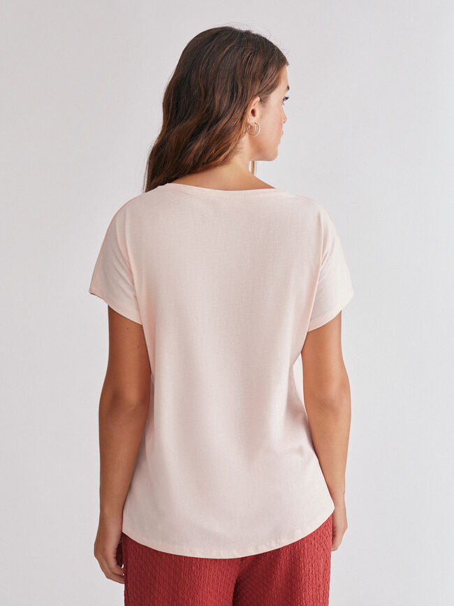 Camiseta manga corta con estampado jungl Rosa