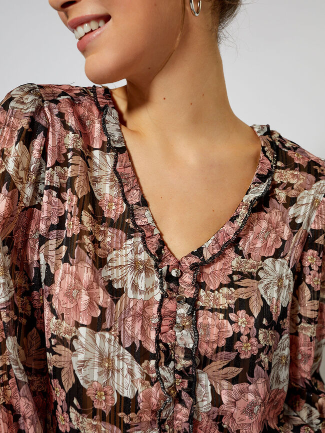 blusa volantes pico Rosa Claro