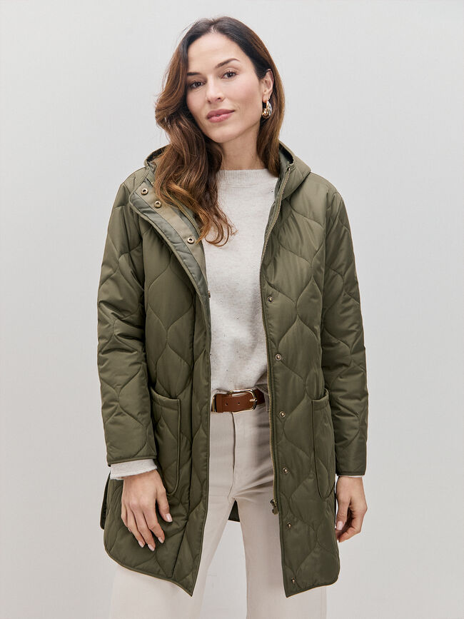 CHAQUETA LARGA ACOLCHADA Kaki